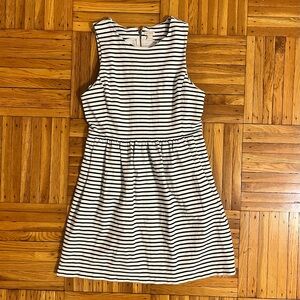 J.Crew Black White Striped Fit and Flare Sleeveless Dress